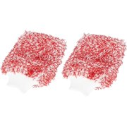 Pair Red Coral Fleece Car Wash Mitt Microfiber Glove Double Sided Dirt Washing Tool