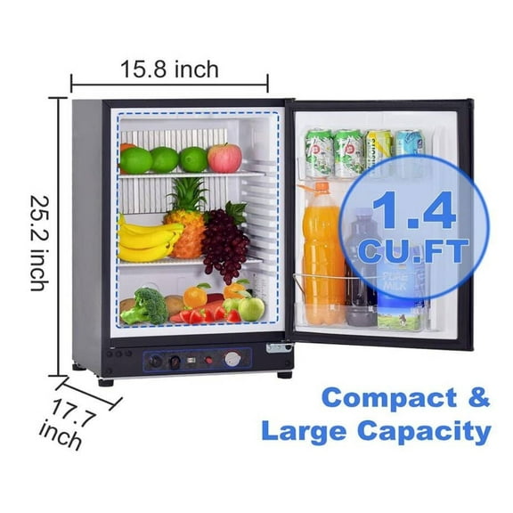SMAD 1.4 Cu ft 3 Way Propane Gas Fridge Mini Outdoor Camper RV Refrigerator Storage Reversible Door
