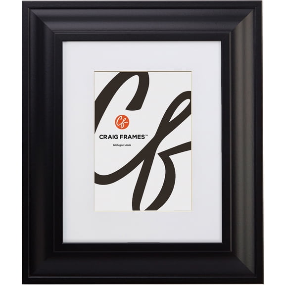Craig Frames 21834700BK 12 x 15 Inch Satin Black Picture Frame Matted to Display a 8.5 x 11 Inch Photo