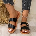 thumbnail image 2 of ShiShine Women's Adjustable Buckle Slide Sandals Flat Open Toe Comfortable Slip On Casual Daily Shoes, 2 of 9
