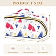 thumbnail image 4 of FORMRS Makeup Bag Travel Cosmetic Organizer for Women Fold Flat Zipper Pouch with Handle, Simple Triangles, 4 of 8