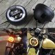 thumbnail image 1 of denteros LED halógenos 7 pulgadas, ojos en ángulo, luz de conducción, haz para Racer Cruiser Universal Amarillo Macarena Faro redondo de la motocicleta LED, 1 of 7
