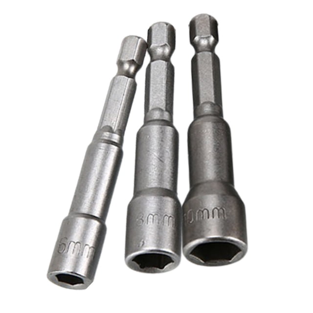 3pcs 6/8/10mm Magnetic Nut Screwdriver Socket bit Hex Shank Driver Adapter