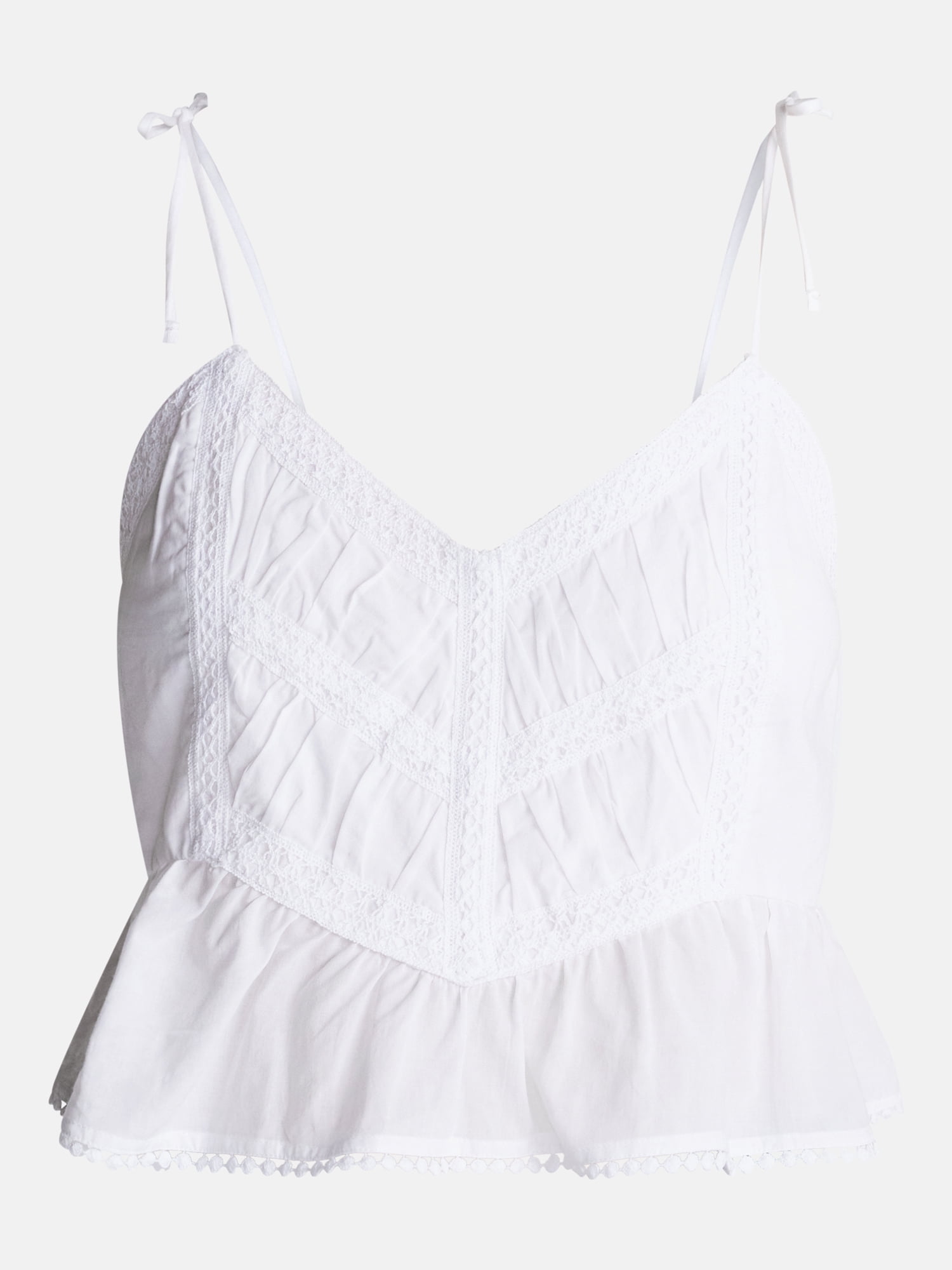 No Boundaries Lace Trim Peplum Tank, Women's XXS - XXL