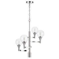 15W X 4 Milbank Metal Chandelier With A 3K Gu10 Led 6W Down Light (Bulb Included) Clear Round Glass Shades