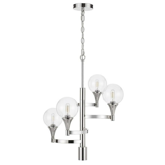 15W X 4 Milbank Metal Chandelier With A 3K Gu10 Led 6W Down Light (Bulb Included) Clear Round Glass Shades