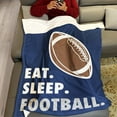 thumbnail image 3 of Sports Fleece Blanket 60" x 80" Eat Sleep Football Navy Blue Lightweight Fuzzy Cozy Soft Warm Throw for Man Boy Teen, Air Conditioning, 3 of 6