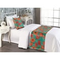 thumbnail image 2 of Poppy Bed Runner Set, Retro Meadow Blossom of Flowers Romantic Botanical Design Pattern, Decorative Bedding Scarf & a Pillow Sham for Hotels Homes, Twin, Teal Burnt Orange and Green, by Ambesonne, 2 of 3