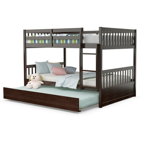 Gymax Full Over Bunk Bed Platform, Queen Over Full Bunk Bed
