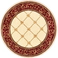 thumbnail image 2 of Well Woven Timeless Fleur De Lis Trellis Floral Border Ivory 5'3" Round Area Rug, 2 of 5