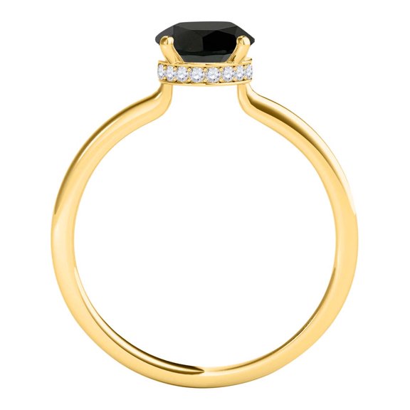 Diamond Halo Engagement Rings For Women 1.05 Carat Natural Black & White Diamond Wedding Anniversary Solitaire Ring For Women In 18K White Rose Yellow Gold