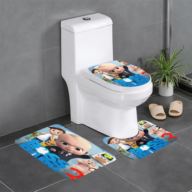 Jefe Bebé 3 Juego de 3 alfombras de baño de coral fleece: tapete de baño + alfombra de inodoro en forma de U + funda de tapa de inodoro en forma de O
