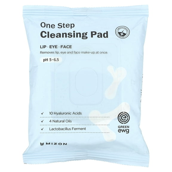 Mizon One Step Cleansing Pad 30ea - Sensitive Care Hydro Boost Facial Cleansing Wipes, Gentle Makeup Remover for Sensitive, Blemish-Prone Skin, Oil-Free and Fragrance-Free Beauty Towelettes