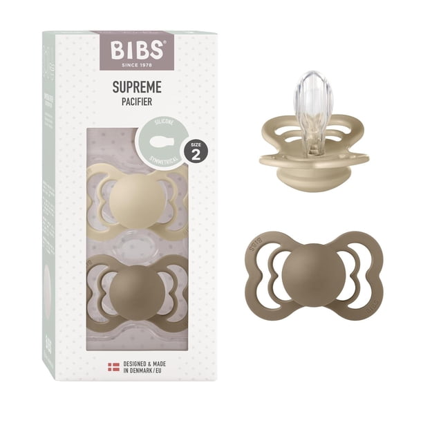 Chupones Supreme BIBS Vanilla Dark Oak Tetina Redonda Látex Natural 6 a 18 Meses Pack de 2