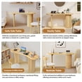 thumbnail image 3 of Wirrytor 53 Inch Curved Desk, Oval Small Computer Desk with Sturdy Fluted Legs for Bedroom, Modern Luxury Corner Single Writing Vanity Desk, Home Office Corner Study Table Unit for Kids and Adults, 3 of 10