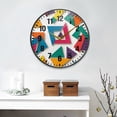 thumbnail image 2 of Yayeee Wall Clock Battery Operated 9.5" Silent Quartz Non-Ticking for Living Room Decor, Purple Triangles, 2 of 8