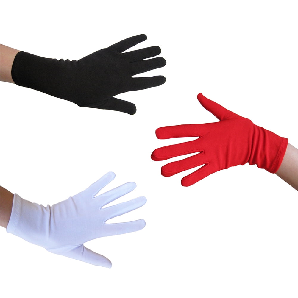 SeasonsTrading White Costume Gloves (Wrist Length) - Prom, Dance, Party
