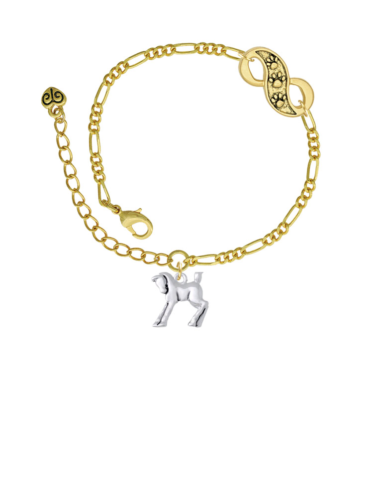 Delight Jewelry Silvertone Equestrian Horse Gold-tone Paw Infinity Link Chain Bracelet, 6"+2" Extender