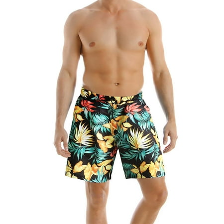 

Mens Beach Shorts Swim Trunks Leopard Print Swim Shorts Parent-child Father s Pants Family Clothing Large Yellow