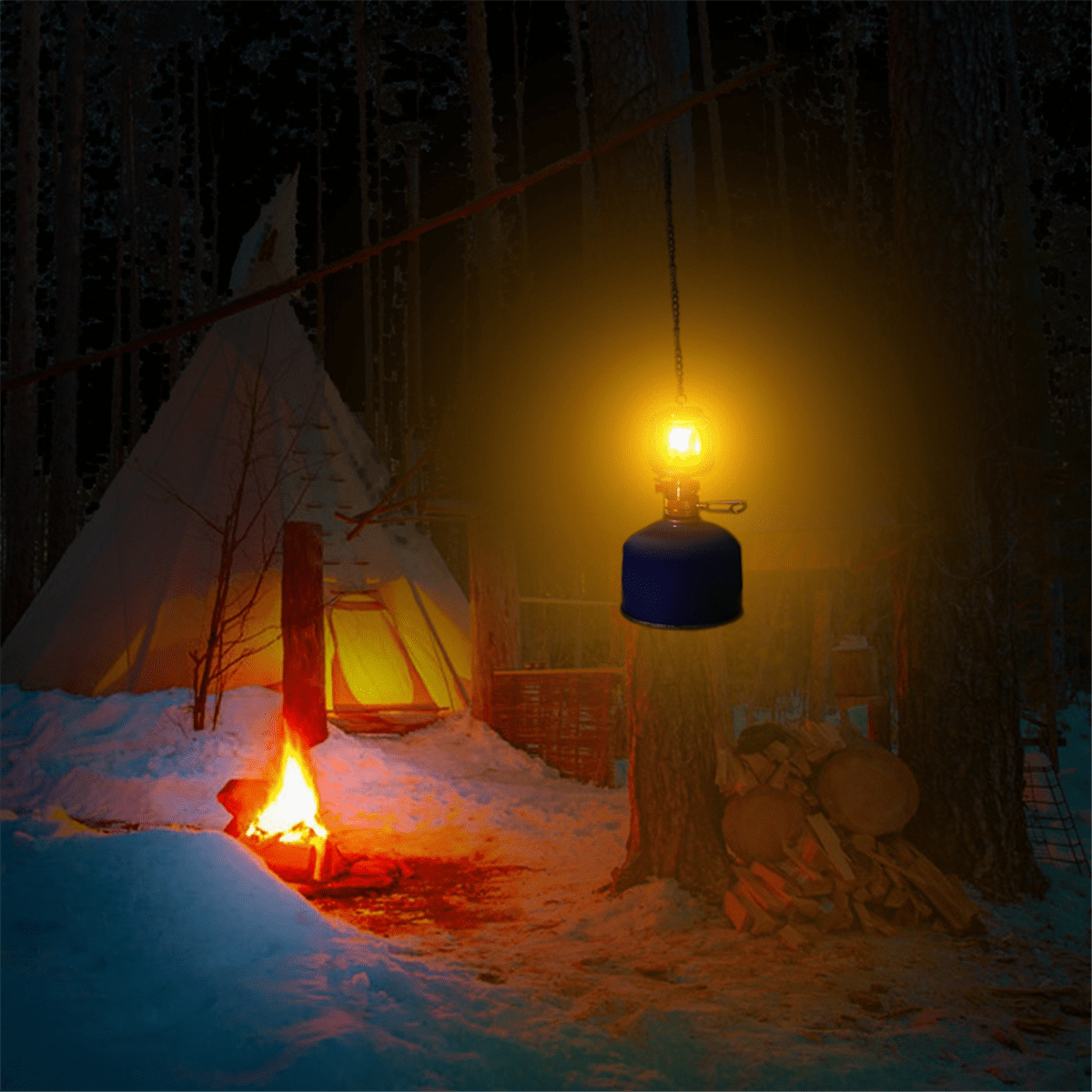 Lanterne à gaz de campng, lampe de randonnée, lumère d'allumage pézo