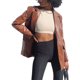thumbnail image 2 of Txlixc Chaqueta de traje de cuero artificial para mujeres chaqueta de cuello de solapa sólido de manga larga chaqueta de traje de bolsillo de una sole otoño e invierno abrigo al aire libre Txlixc  moda, 2 of 9
