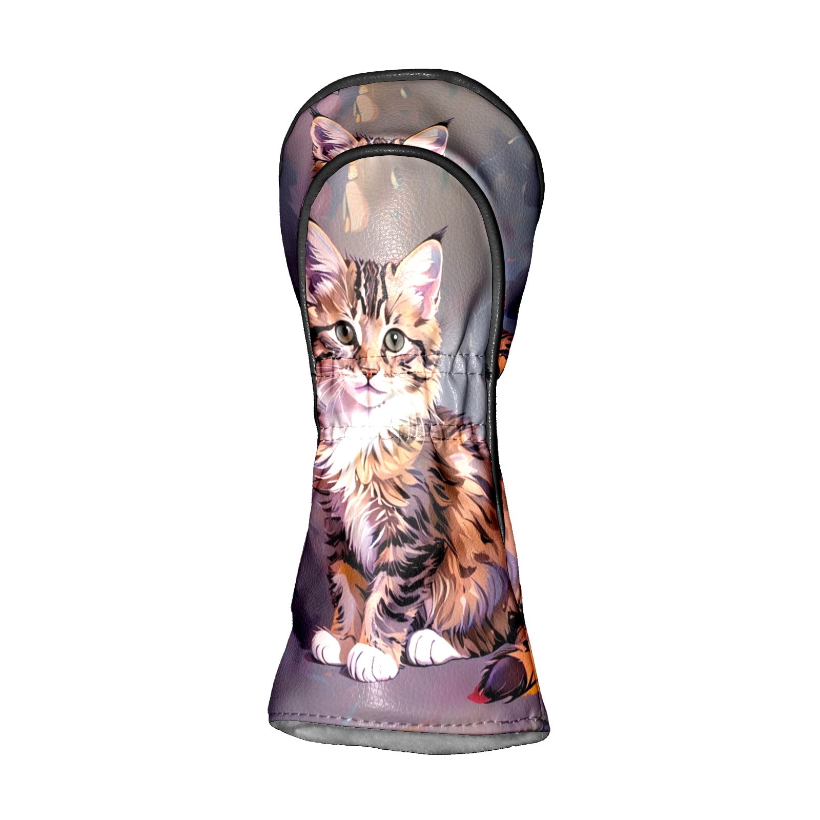 Golf Club Covers, Cat Premium PU Leather Driver Hybrid Putter Head Covers with Velvet Lining, Waterproof Golf Gifts for Men Women