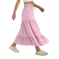 thumbnail image 4 of Girls Skirt High Waist Tiered Ruffle Hem Midi Skirt A-Line Pleated Skirts with Bow Tie Casual Flowy Dresses, 4–15 Years, 4 of 9