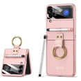 thumbnail image 1 of TECH CIRCLE Compatible with Samsung Galaxy Z Flip 3 Case with Capacitance Pen, Outer Screen Protector Folding Shockproof Protective Case with Ring Holder Cover for Galaxy Z Flip3 5G 2021, Pink, 1 of 7