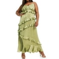 Rivelino Women's Plus Size Satin VNeck Spaghetti Strap Long Cami Dress