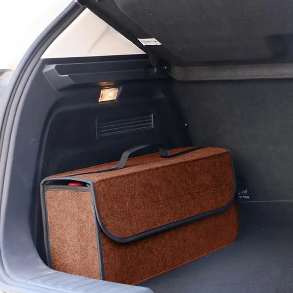 Aurorax Car Trunk Organizer,Vehicle Cargo Storage Box Universal Fit Multifunctional Car Organizer for SUV Truck Brown