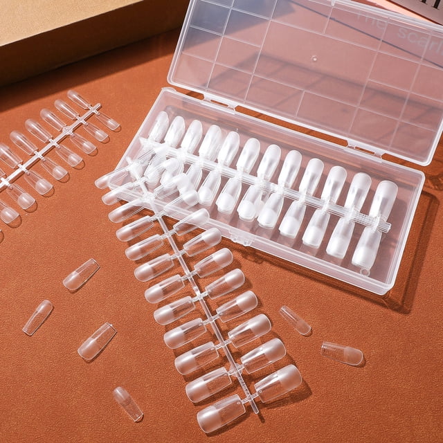 unbranded 240Ud Transparente Postizas Con Punta Cuadrada Para Manicura Y Extensiones Gel