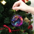 thumbnail image 6 of Funny Christmas Ornament,Gorgeous Cosmic - Hued Dragon,Xmas Round Ceramic Pendant, 6 of 6