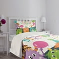 thumbnail image 3 of Ambesonne Birthday Party Quilted Bedspread Set 2 Pcs, Monster Birthday, Twin Size, Multicolor, 3 of 5