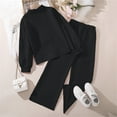 thumbnail image 4 of PIOMLL Girls Outfit Set Long Sleeve Shirt Wide Leg Pants Two Piece Children Casual Wear Black Winter Clothing 3-4 Years, 4 of 6