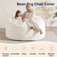 thumbnail image 4 of Ambitelligence Large Bean Bag Chair Cover, Plush Bean Bags Chairs Cover Only Without Filler Included, Beanbag Chairs for Adults, Teens, Kids, White 5FT, 4 of 7