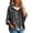 Grey, variant on Women Leopard Print Knit Hoodie with Drawstring, Relaxed Fit Pullover Sweater, Casual Knitwear Top