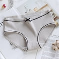 thumbnail image 6 of TureClos Women Elastic Underwear Girl Cotton Briefs Breathable Moisture Wicking light grey L, 6 of 9