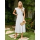 thumbnail image 3 of Vestido sencillo a rayas, midi, de verano, línea A, boda, blanco, 3 of 5