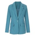 thumbnail image 4 of Olyvenn Trendy Loose Blazers Coats Elegant for Women Solid Slim Fit Business Work Office Lightweight Notched Lapel Collar Womens Suit Button Open Front Casual Long Sleeve Blazer Jackets Blue 4, 4 of 6