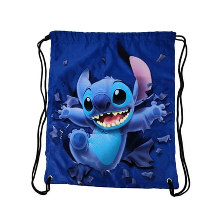 Disney Stitch Blue Nylon Drawstring Tote