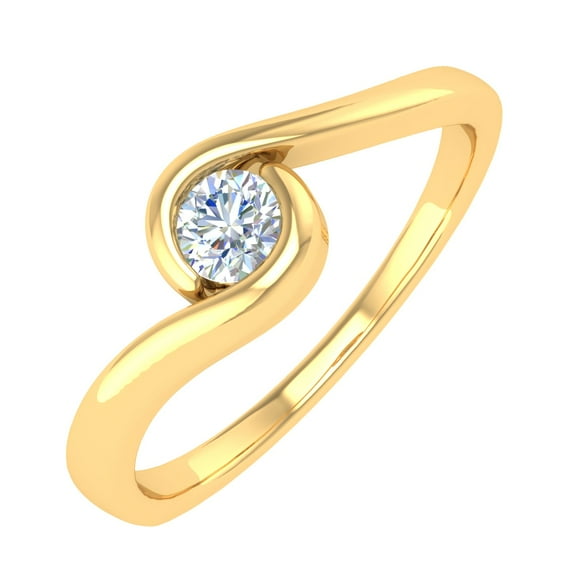 1/5 Carat Channel Set Diamond Solitaire Engagement Ring Band in 14K Yellow Gold (Ring Size 8.75)