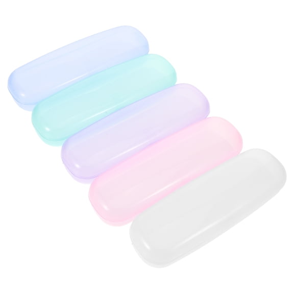 FENGGUIQU 5Pcs Clear Plastic Sunglasses Organizer Hard Eyeglass Cases Portable Travel Storage Box