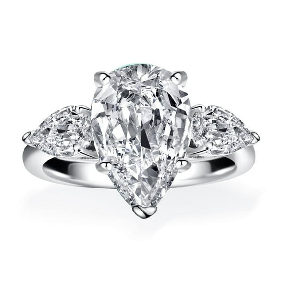 4ct Moissanite Wedding Bands Pear Cut D Color VVS1 Clarity S925 Sterling Silver Women Diamond Rings Moissanite Rings for Women with Certificate
