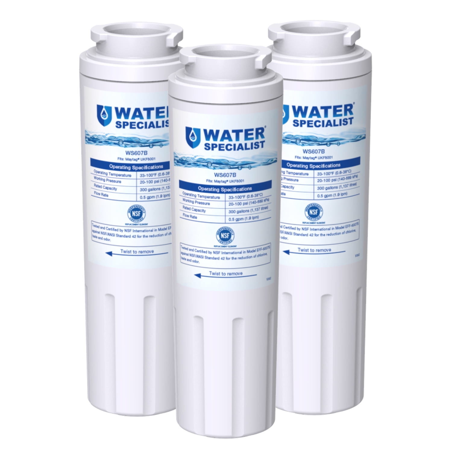 3 Packs Waterspecialist UKF8001 Water Filter, Replacement for EveryDrop