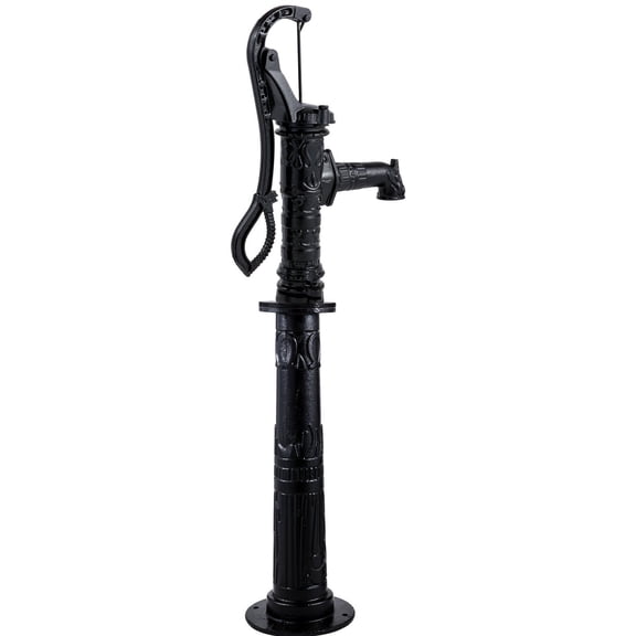 Cast Iron Hand Water Pump with Stand, 53.1" Height, 1/2" Holes, Rustic Well Pump for Yard, Garden, Farm – Black