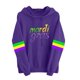 thumbnail image 2 of Uootdi Mardi Gras Womens Drawstring Hoodies for Women Carnival Crewneck Heart Print Hooded Long Sleeve Pullover Festive Color Block Loose Sweatshirts Gift, 2 of 5