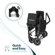 WONDERFOLD W1 Original Stroller Wagon (2 Seater) - Wagon Stroller with Seats with 5-Point Harnesses, Adjustable Push Handle, and Sun Canopy, Jet Black