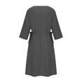 thumbnail image 4 of Birdeem Robe d'Été Ample pour Femme en Coton et Chanvre à Col en V, Manches Trois Quarts, Robe à Cordon, Jupe, 4 of 6