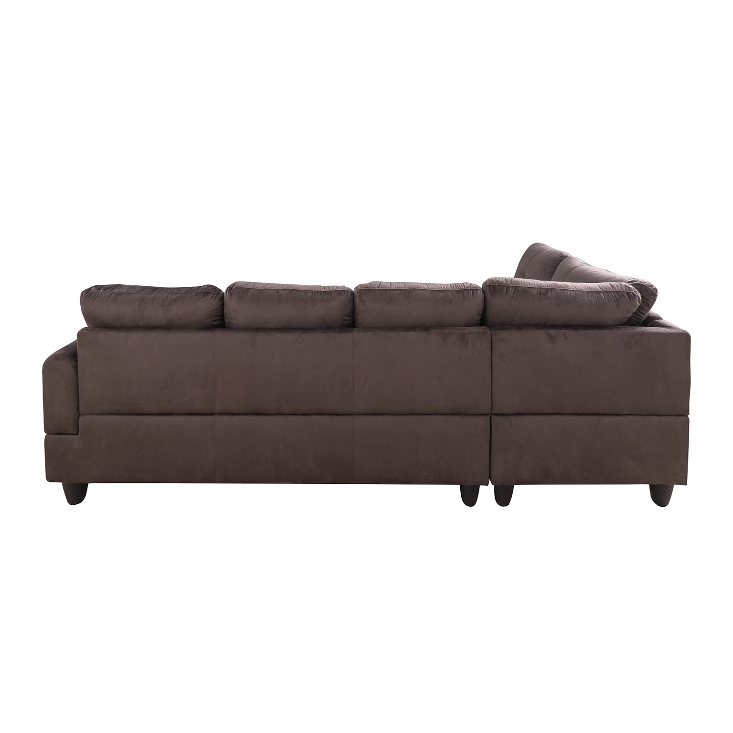 Hommoo Flannel 4-Seat Couch Sofa Set, L Shaped Couch Living Room Sofa Set, Sectional Sofa for Home, Apartment, Dorm, Dark Brown(Without Ottoman)