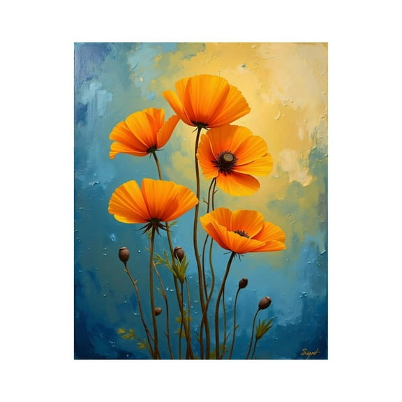 Paint By Numbers Kit for Adults Beginner - DIY Orange Flowers Abstract Art Painting Canvas Painting Kits for Adults, Frameless Paint By Number for Adults for Home Wall Decor 16x20 Inch
